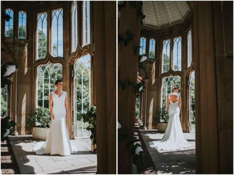 models wearing beautiful wedding gowns