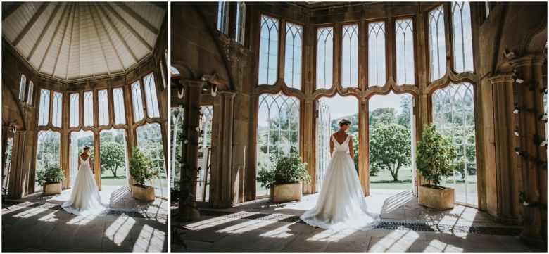 models wearing beautiful wedding gowns