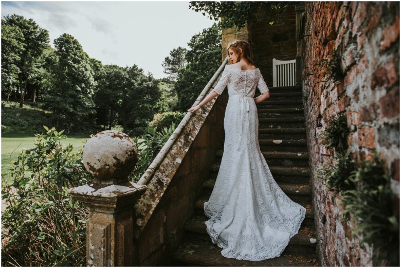 models wearing beautiful wedding gowns