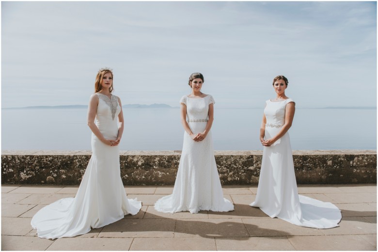 models wearing beautiful wedding gowns