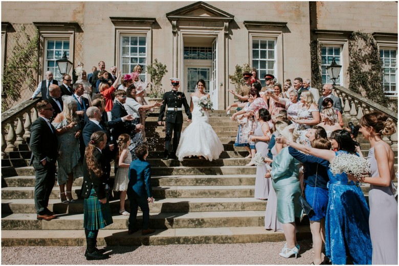 wedding guests at champagne reception