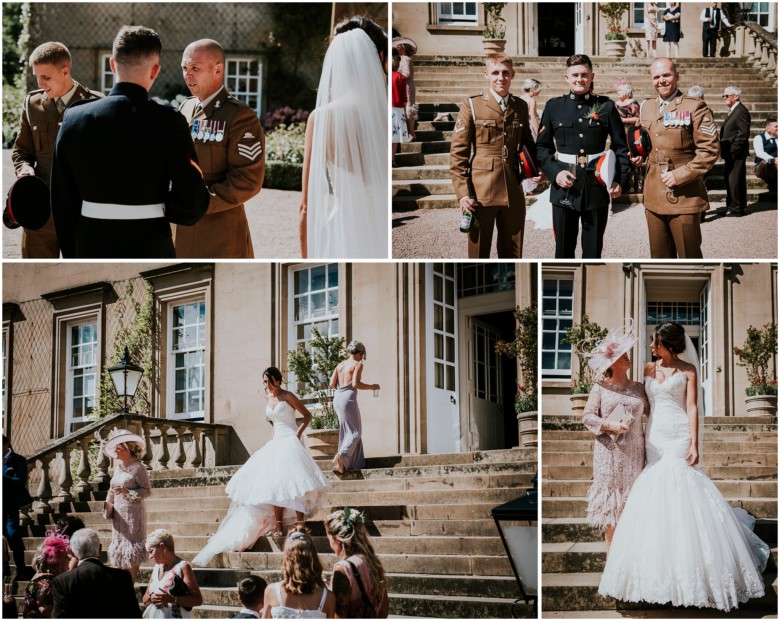 wedding guests at champagne reception