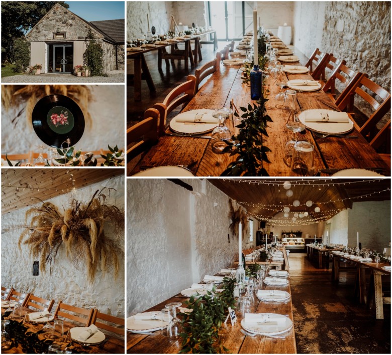 wedding breakfast in a rustic barn