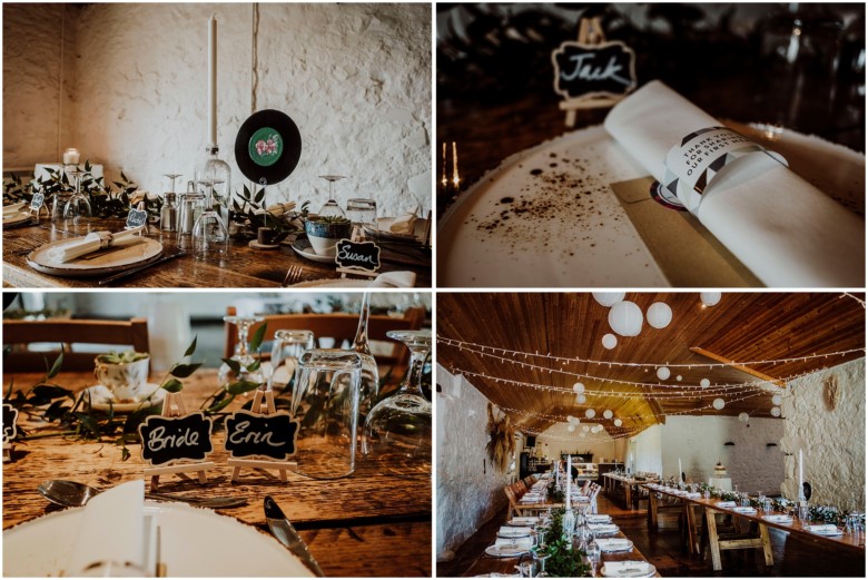 wedding breakfast in a rustic barn