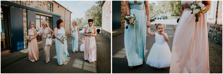 bride and her bridesmaids heading to the ceremony
