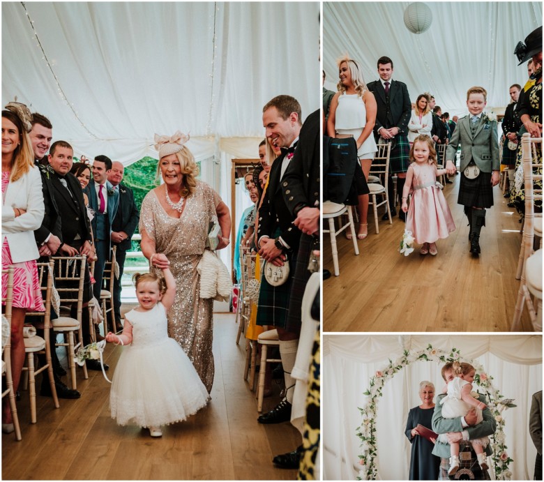 bridal party walking down the aisle