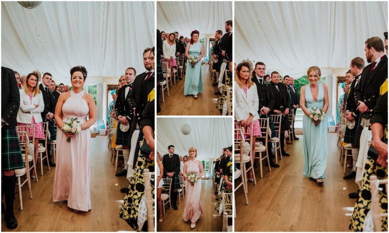 bridal party walking down the aisle