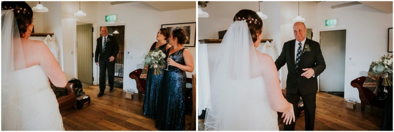 bride and her bridesmaids getting ready