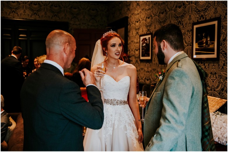 champagne reception with wedding guests