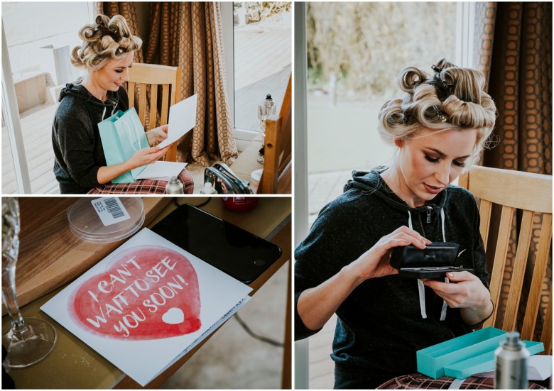 bride and her bridesmaids getting ready for the wedding