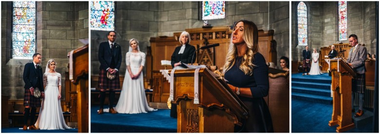 bride and groom at their wedding ceremony in a church