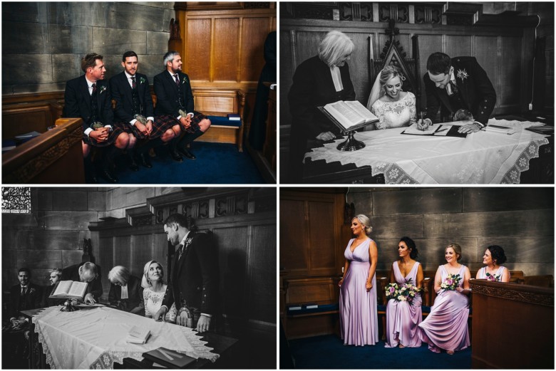 bride and groom at their wedding ceremony in a church