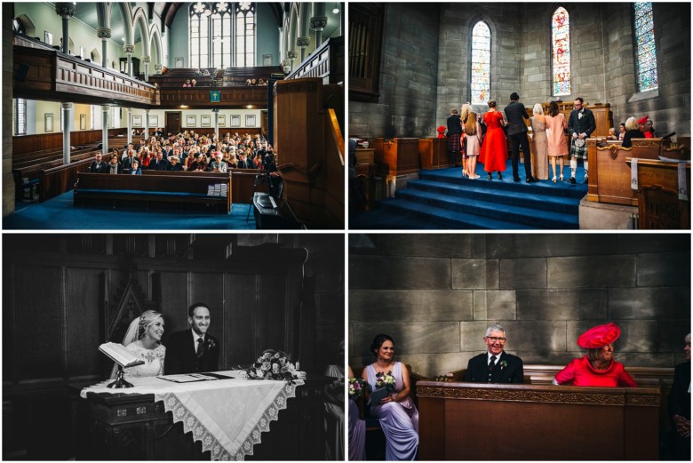 bride and groom at their wedding ceremony in a church