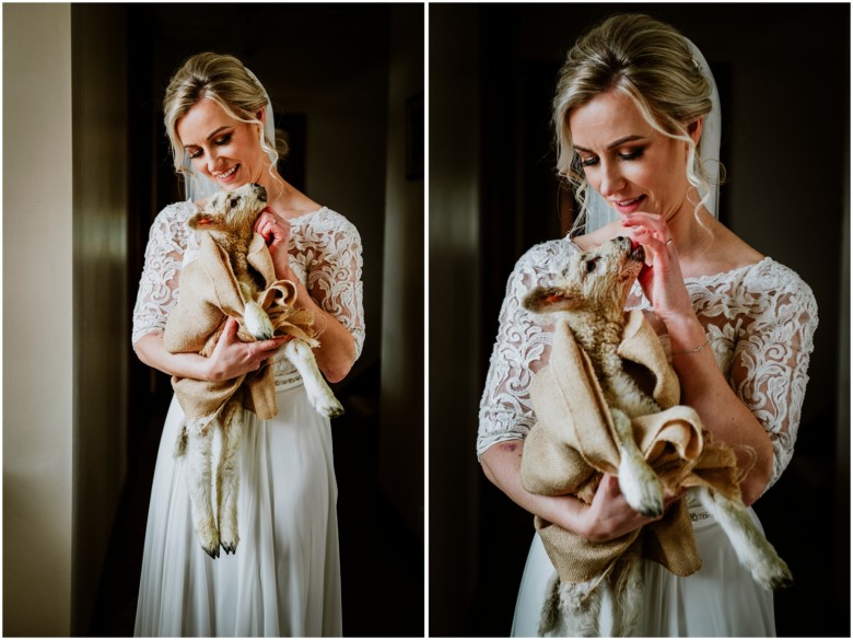 bride and groom at their rustic barn wedding