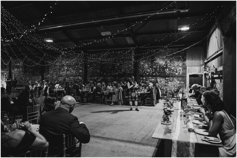 wedding speeches in a rustic barn