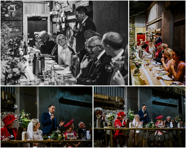 wedding speeches in a rustic barn