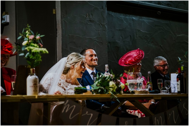 wedding speeches in a rustic barn