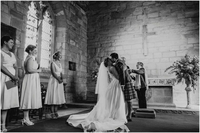 bride and groom at their church wedding