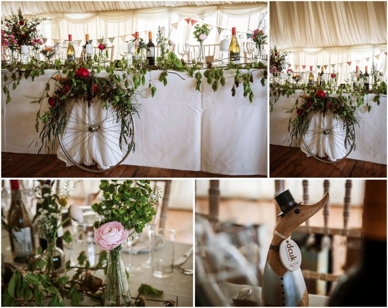 wedding details in a marquee