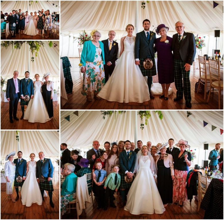 bride and groom with their families