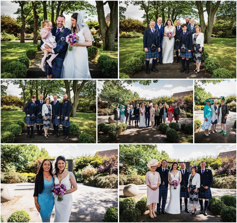 bride and groom and family