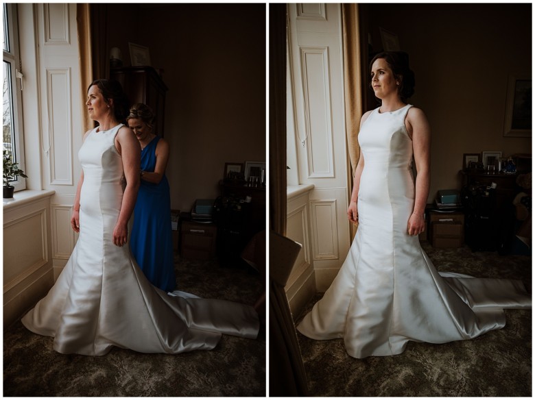 bride and her bridesmaids getting ready for the wedding