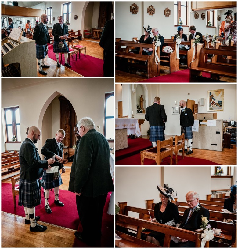 groom and his groomsmen at the church