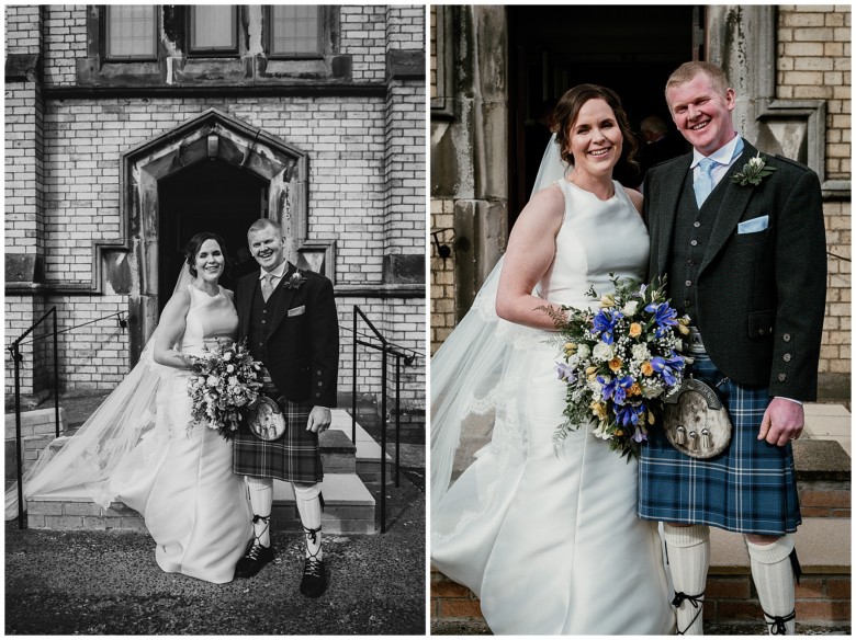 bride and groom at the church